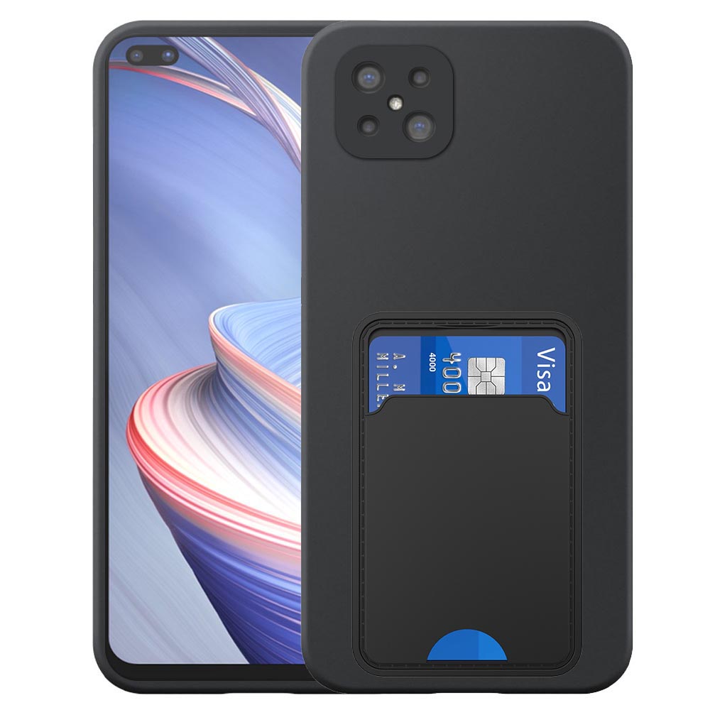 Oppo Reno4Z telefoonhoesje siliconen zwart_met TPU pasjeshouder