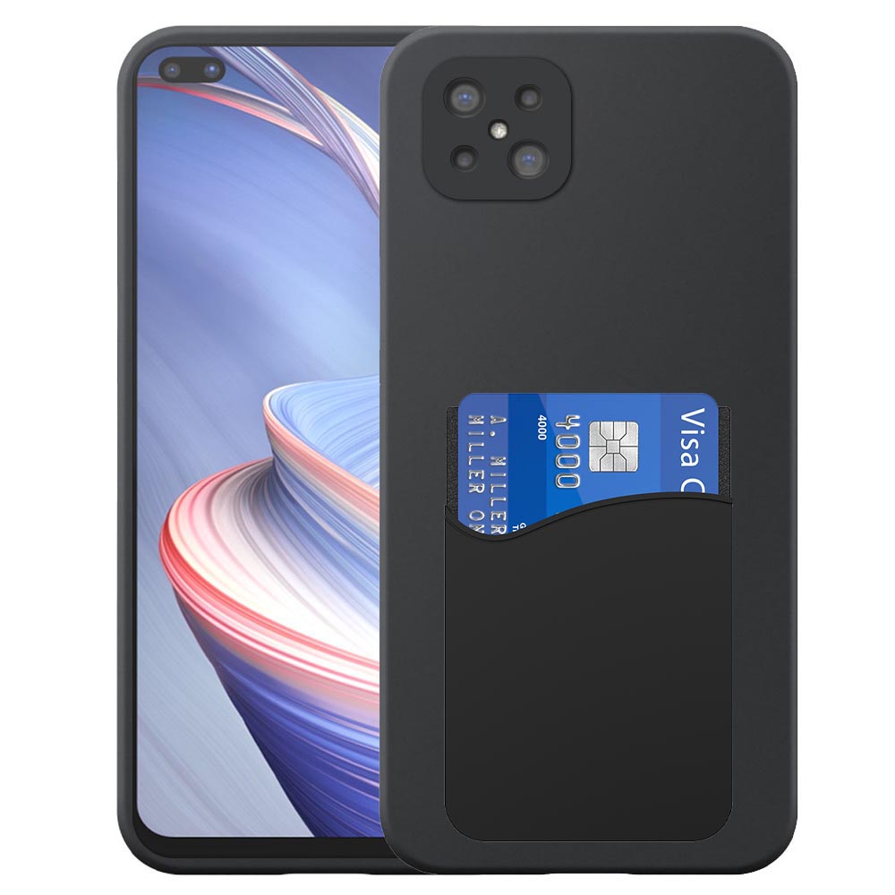 Oppo Reno4Z telefoonhoesje siliconen zwart_met siliconen pasjeshouder