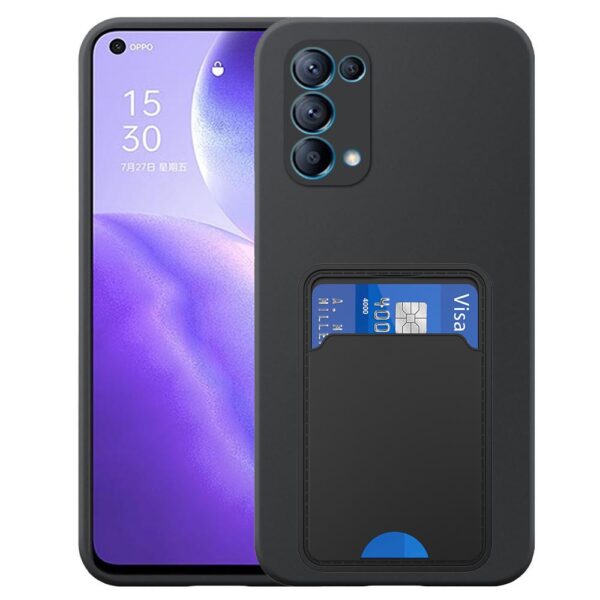 Oppo Reno5 telefoonhoesje siliconen zwart_met TPU pasjeshouder