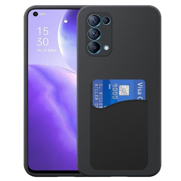 Oppo Reno5 telefoonhoesje siliconen zwart_met siliconen pasjeshouder