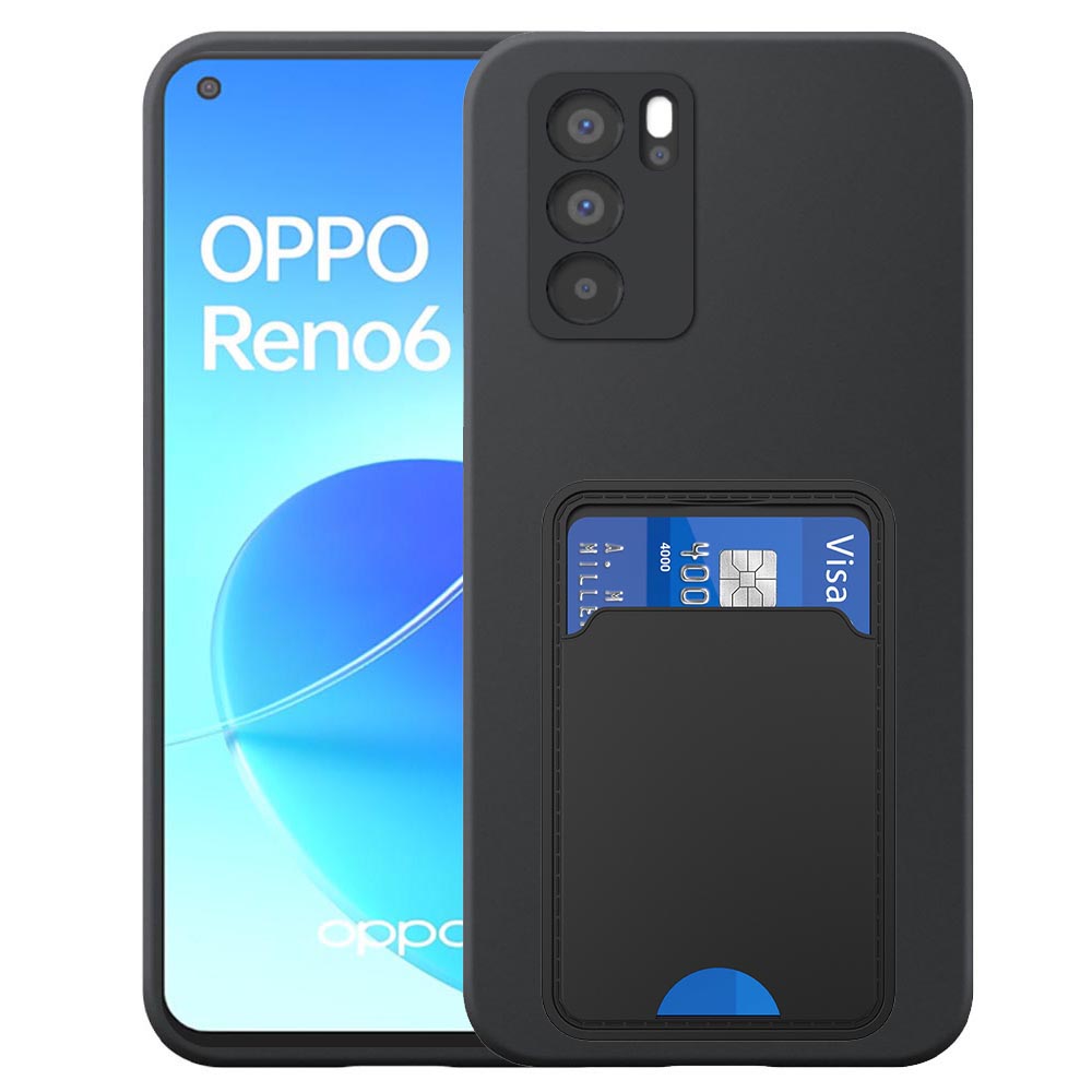 Oppo Reno6 5G telefoonhoesje siliconen zwart_met TPU pasjeshouder