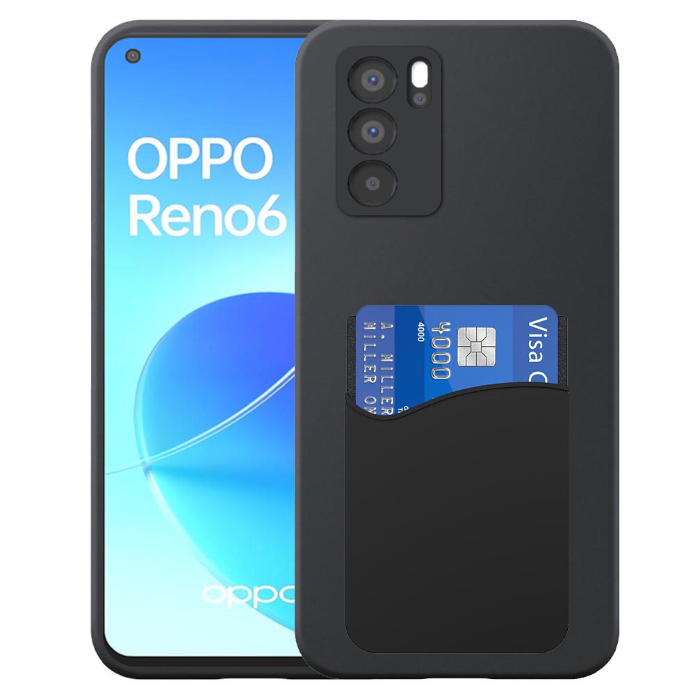 Oppo Reno6 5G telefoonhoesje siliconen zwart_met siliconen pasjeshouder