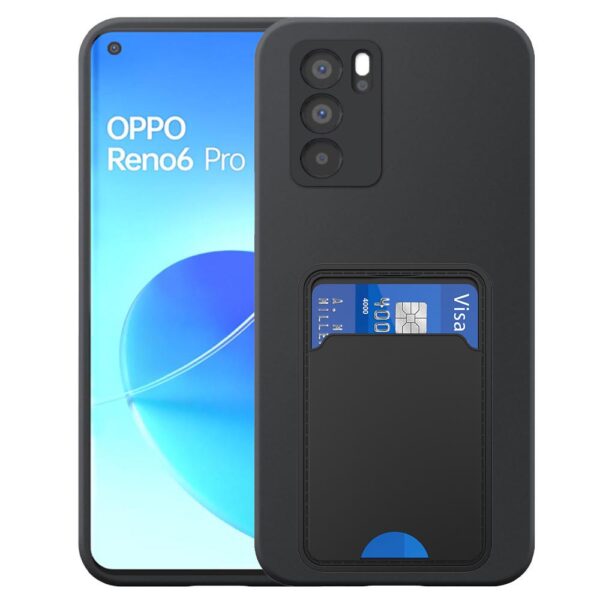 Oppo Reno6 Pro telefoonhoesje siliconen zwart_met TPU pasjeshouder