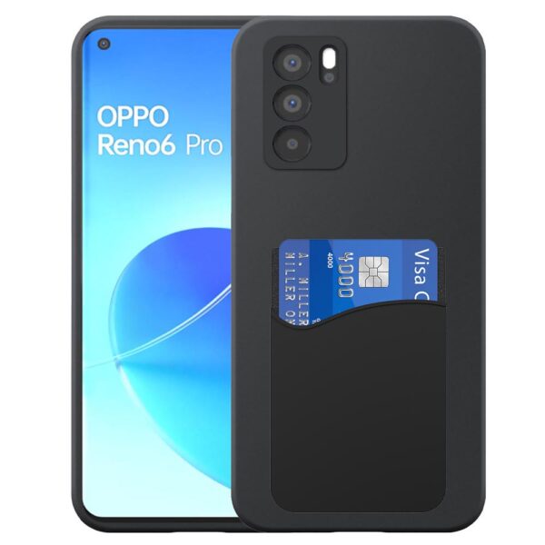 Oppo Reno6 Pro telefoonhoesje siliconen zwart_met siliconen pasjeshouder