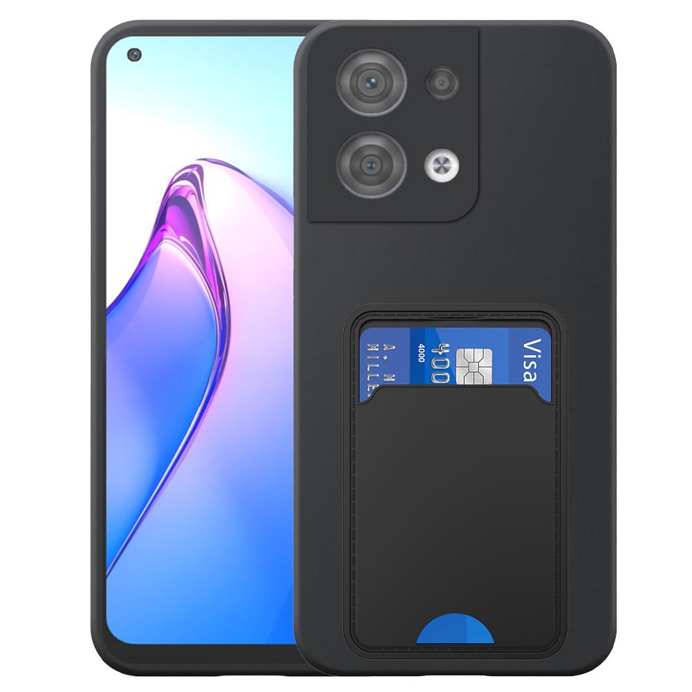 Oppo Reno8 4G telefoonhoesje siliconen zwart_met TPU pasjeshouder