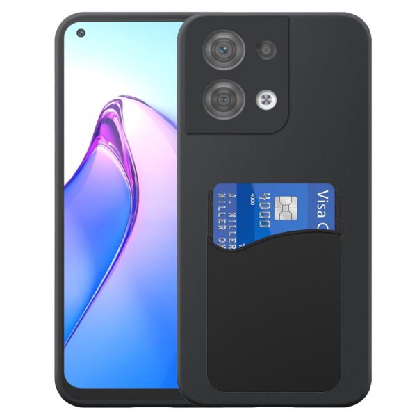 Oppo Reno8 4G telefoonhoesje siliconen zwart_met siliconen pasjeshouder