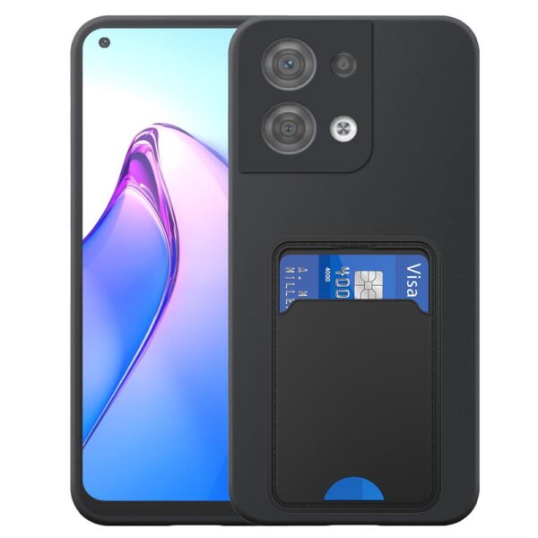 Oppo Reno8 5G telefoonhoesje siliconen zwart_met TPU pasjeshouder
