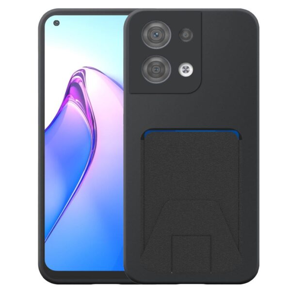 Oppo Reno8 5G telefoonhoesje siliconen zwart_met verstelbare leren pasjeshouder