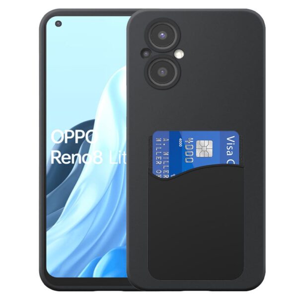 Oppo Reno8 Lite telefoonhoesje siliconen zwart_met siliconen pasjeshouder