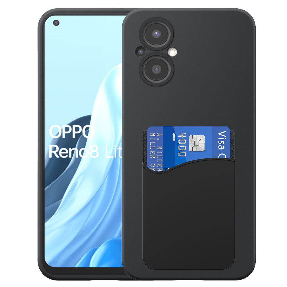 Oppo Reno8 Lite telefoonhoesje siliconen zwart_met siliconen pasjeshouder