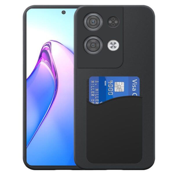 Oppo Reno8 Pro telefoonhoesje siliconen zwart_met siliconen pasjeshouder