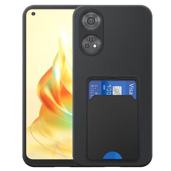 Oppo Reno8T 4G telefoonhoesje siliconen zwart_met TPU pasjeshouder