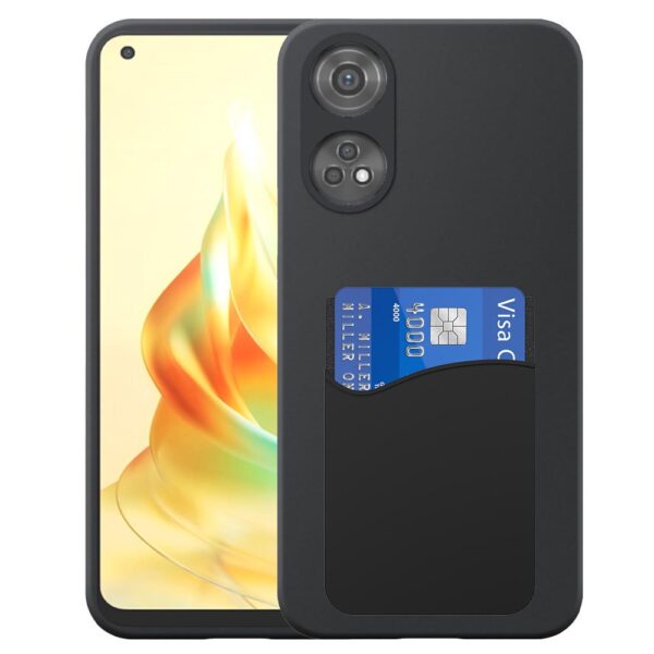 Oppo Reno8T 4G telefoonhoesje siliconen zwart_met siliconen pasjeshouder