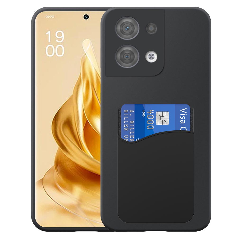 Oppo Reno9 Pro Plus telefoonhoesje siliconen zwart_met siliconen pasjeshouder