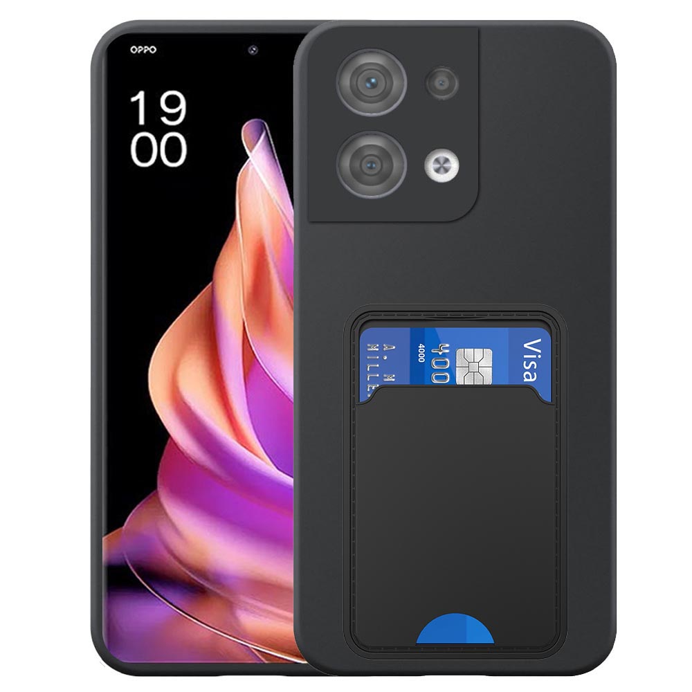 Oppo Reno9 telefoonhoesje siliconen zwart_met TPU pasjeshouder