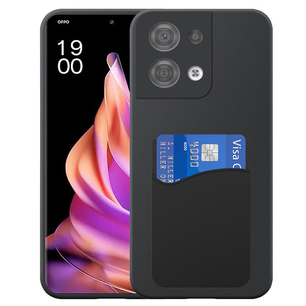 Oppo Reno9 telefoonhoesje siliconen zwart_met siliconen pasjeshouder