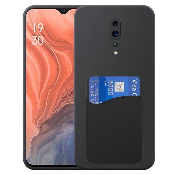 Oppo RenoZ telefoonhoesje siliconen zwart_met siliconen pasjeshouder