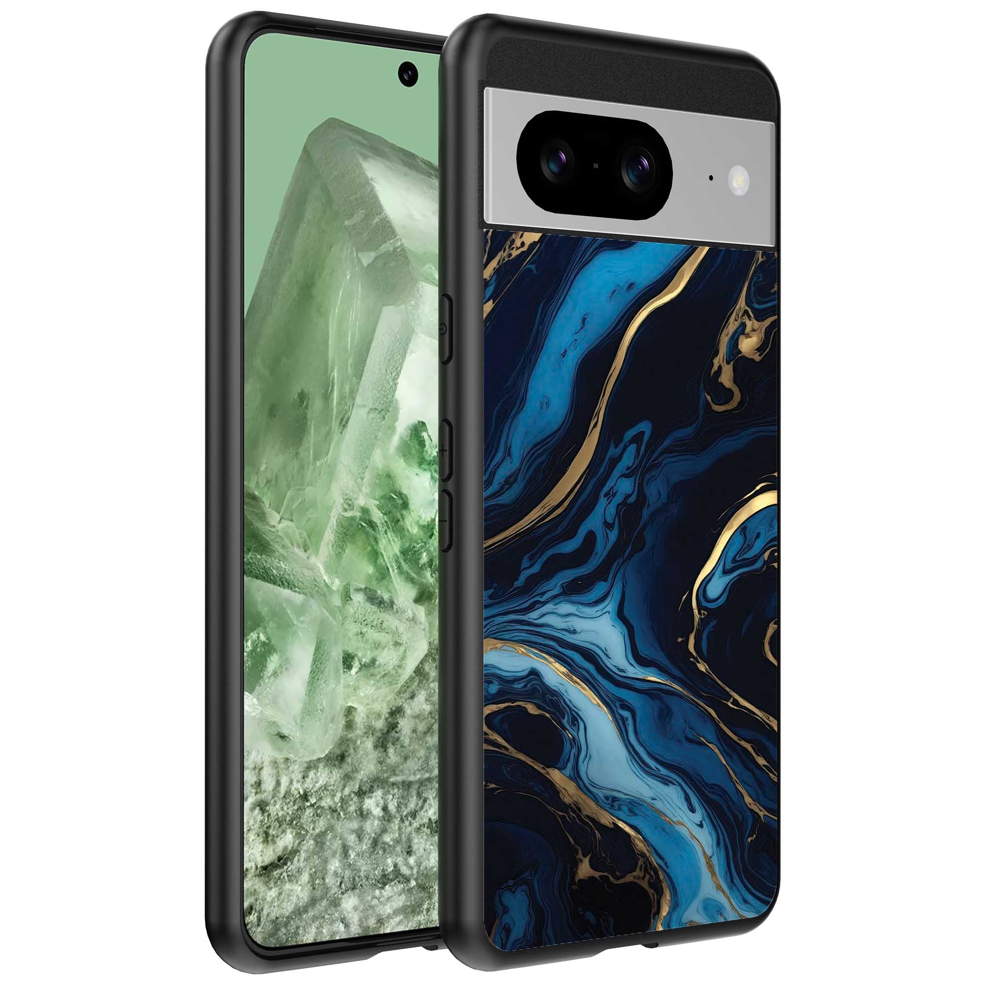 blauw goud marmer opdruk_Google Pixel 8 telefoonhoesje (1)