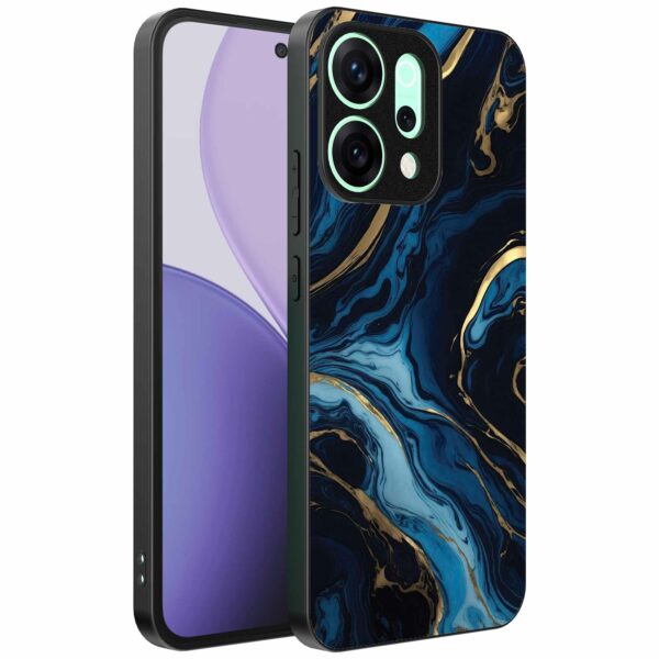 blauw goud marmer opdruk_Oppo Reno 14 Pro telefoonhoesje (1)