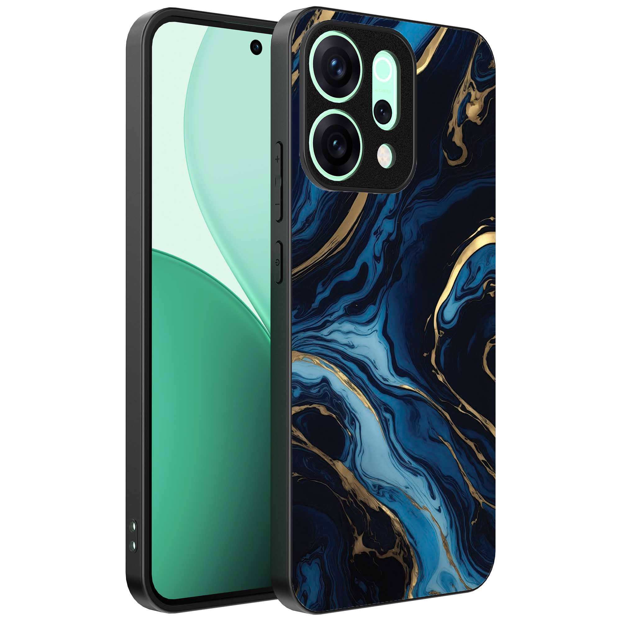 blauw goud marmer opdruk_Oppo Reno 14 telefoonhoesje (1)
