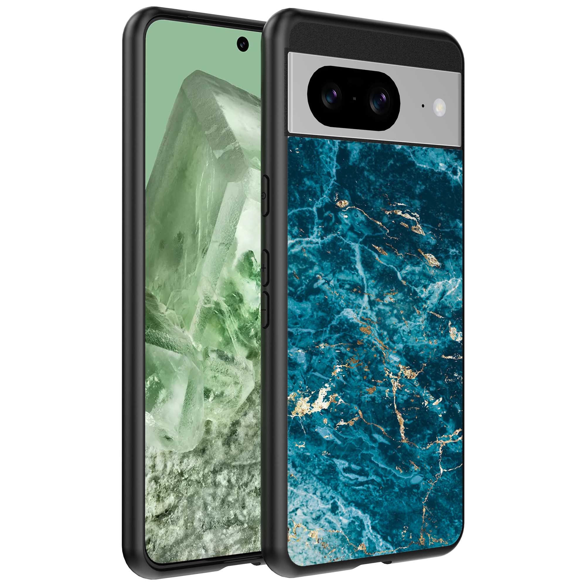 blauw marmer opdruk_Google Pixel 8 telefoonhoesje (1)