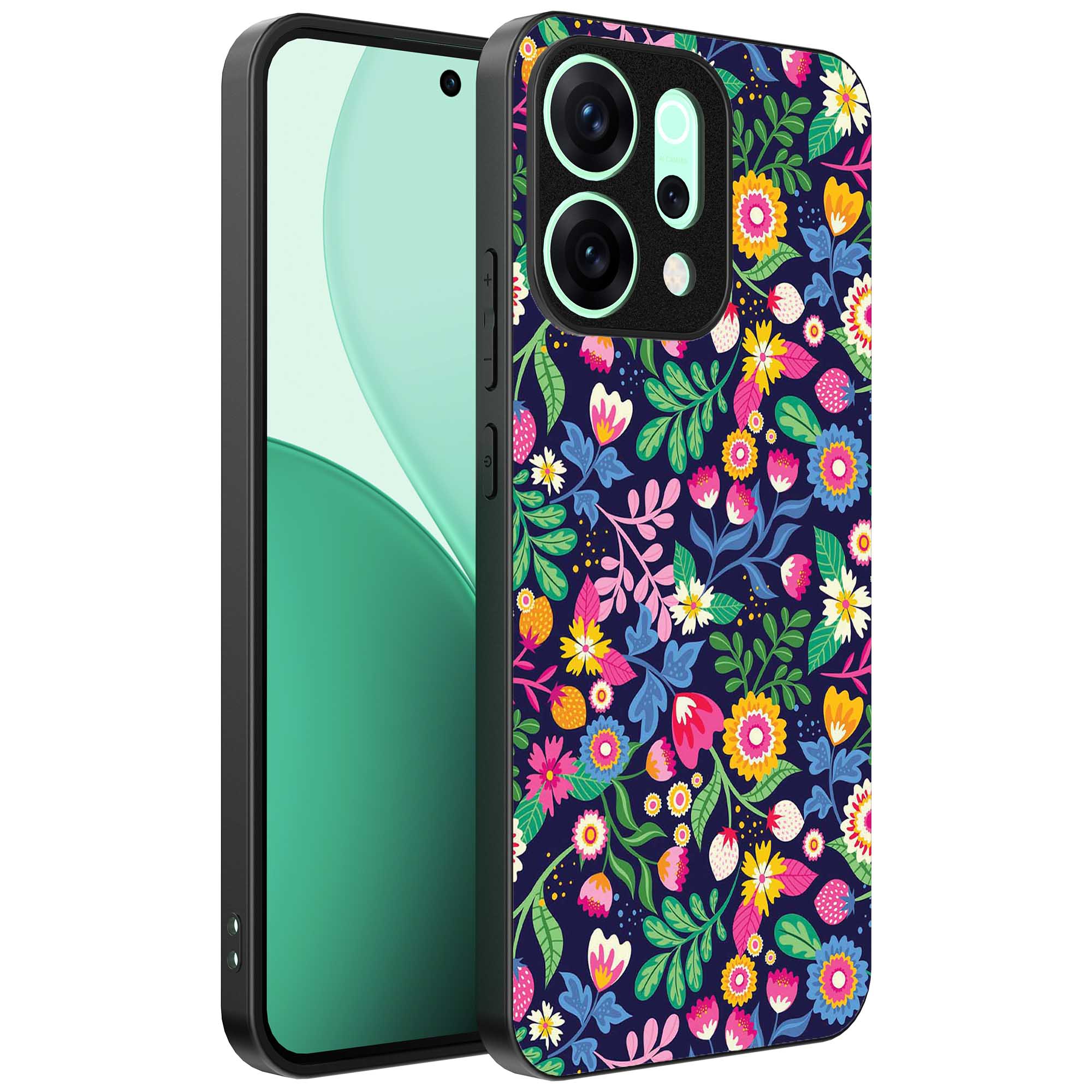 bloemen opdruk_Oppo Reno 14 telefoonhoesje (1)