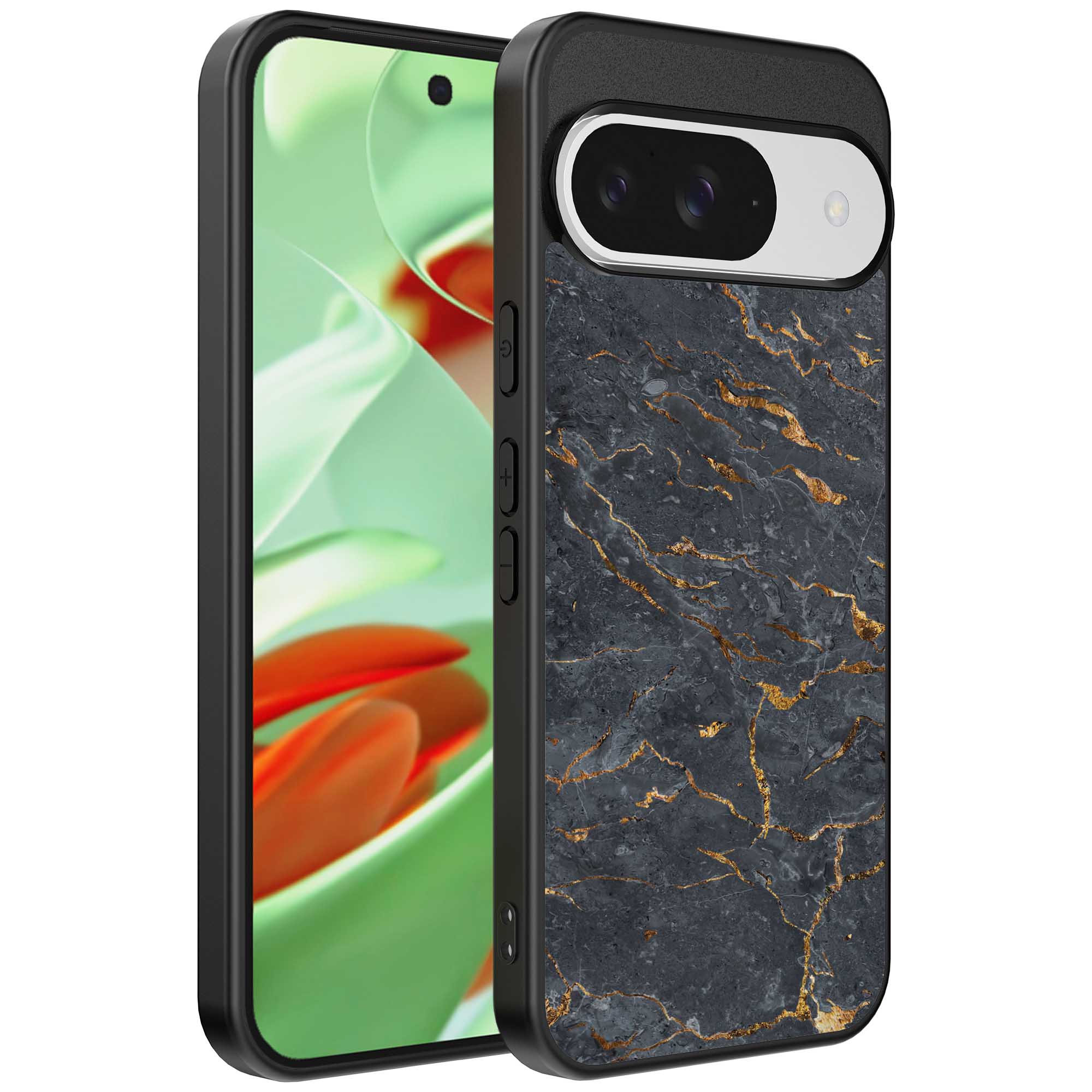 grijs goud marmer opdruk_Google Pixel 9 Pro telefoonhoesje (1)