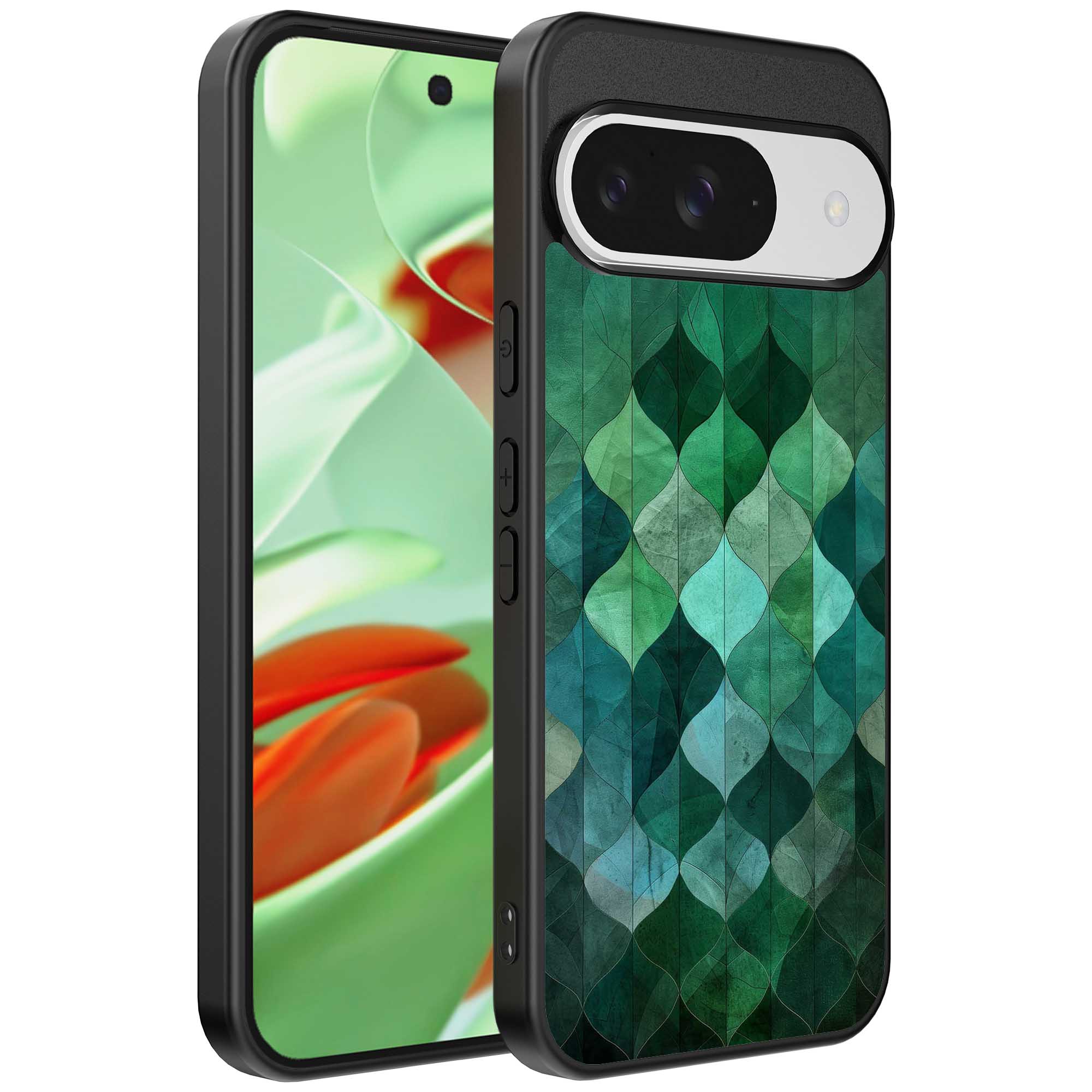 groene bladeren opdruk_Google Pixel 9 Pro telefoonhoesje (1)