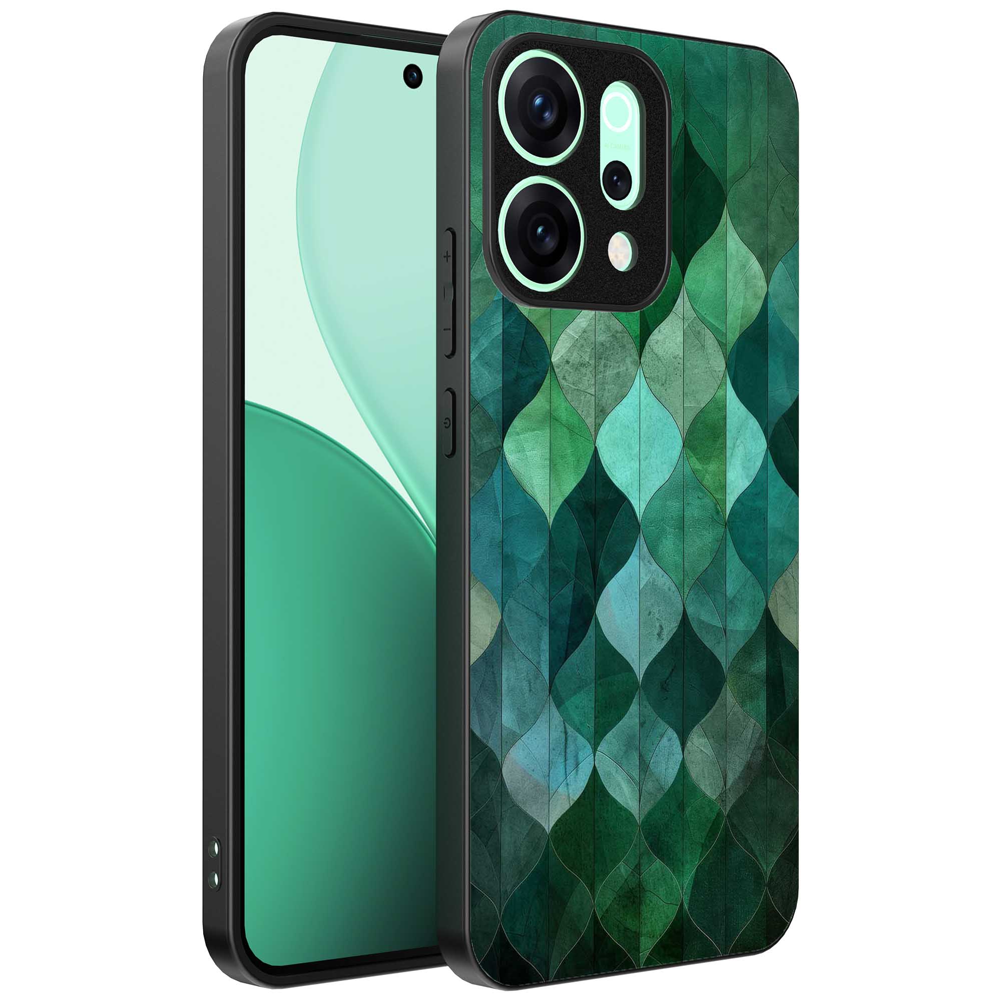 groene bladeren opdruk_Oppo Reno 14 telefoonhoesje (1)