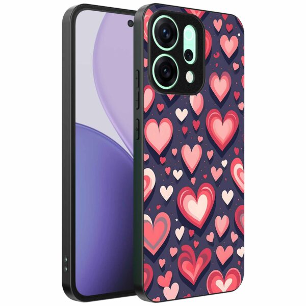 grote roze en rode hartjes opdruk_Oppo Reno 14 Pro telefoonhoesje (1)