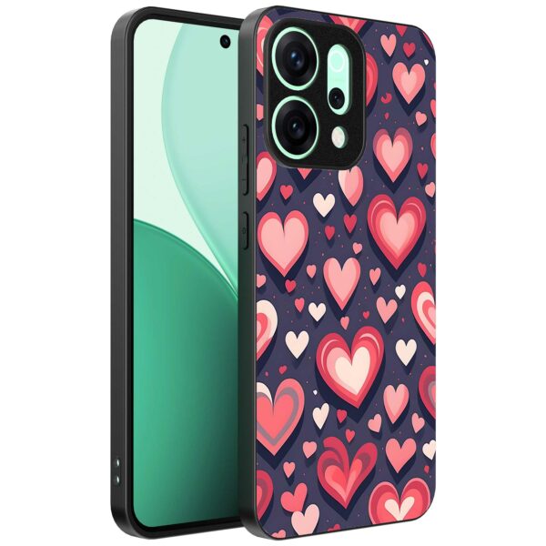 grote roze en rode hartjes opdruk_Oppo Reno 14 telefoonhoesje (1)