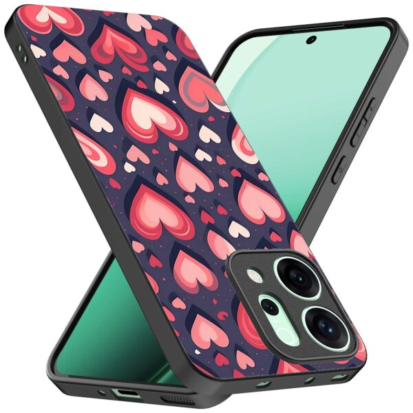 grote roze en rode hartjes opdruk_Oppo Reno 14 telefoonhoesje (2)