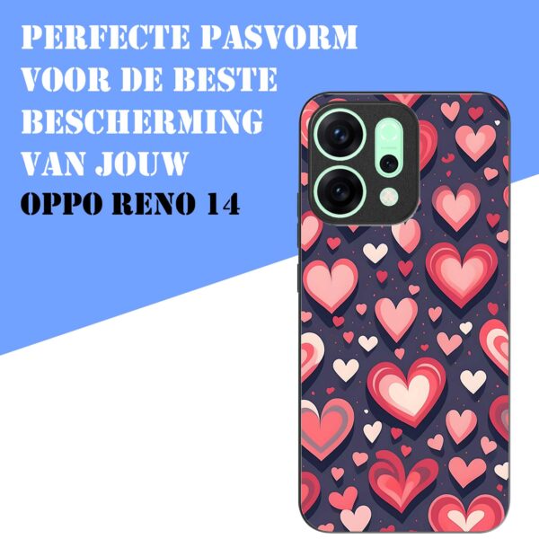 grote roze en rode hartjes opdruk_Oppo Reno 14 telefoonhoesje (4)
