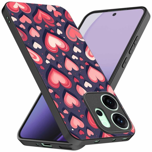 grote roze en rode hartjes opdruk_Oppo Reno 14F telefoonhoesje (2)