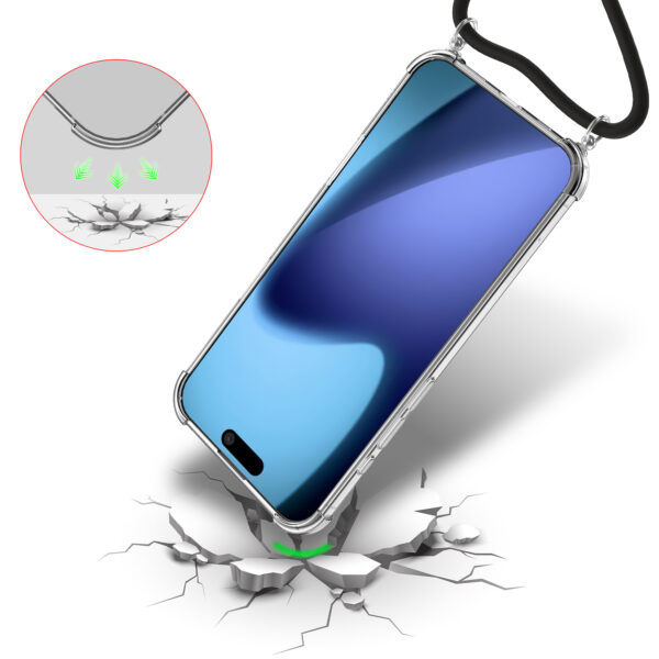 iPhone 17 Air Telefoonhoesje met telefoonkoord en stootrand transparant (3)