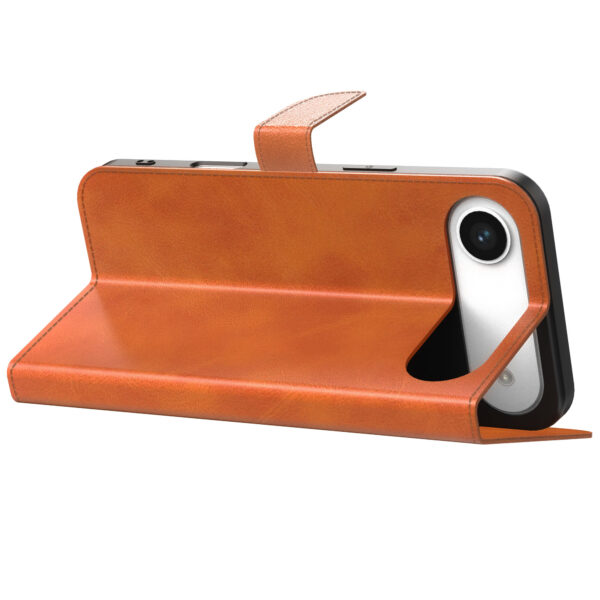 iPhone 17 Air leren telefoonhoesje bookcase met pasjeshouder en magnetische lipje bruin (3)