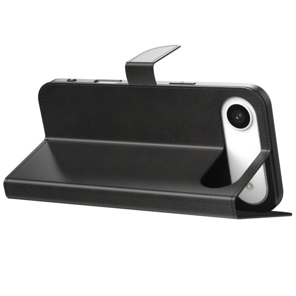 iPhone 17 Air leren telefoonhoesje bookcase met pasjeshouder en magnetische lipje zwart (3)