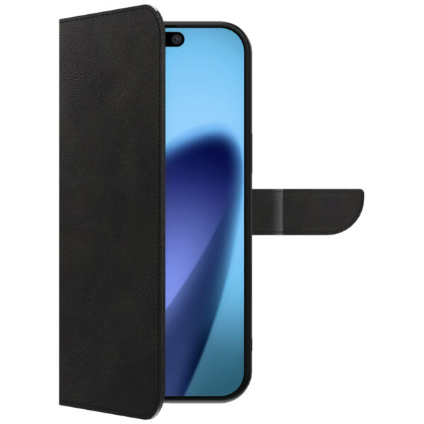 iPhone 17 Air leren telefoonhoesje bookcase met pasjeshouder en magnetische lipje zwart (5)