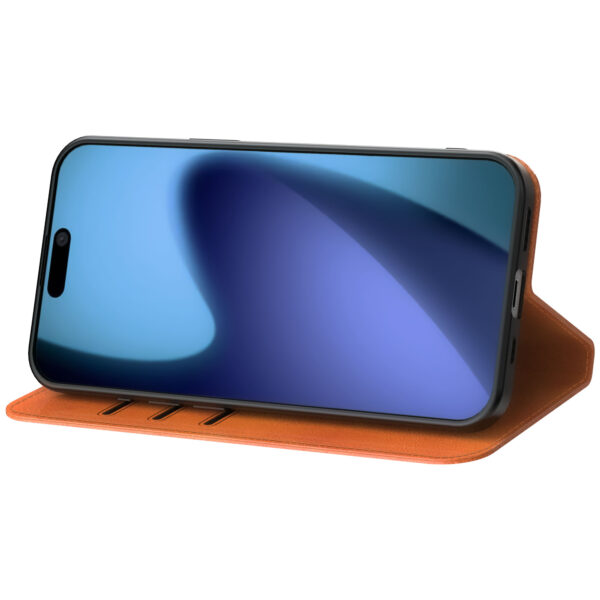 iPhone 17 Air leren telefoonhoesje bookcase met pasjeshouder en magnetische sluiting bruin (4)