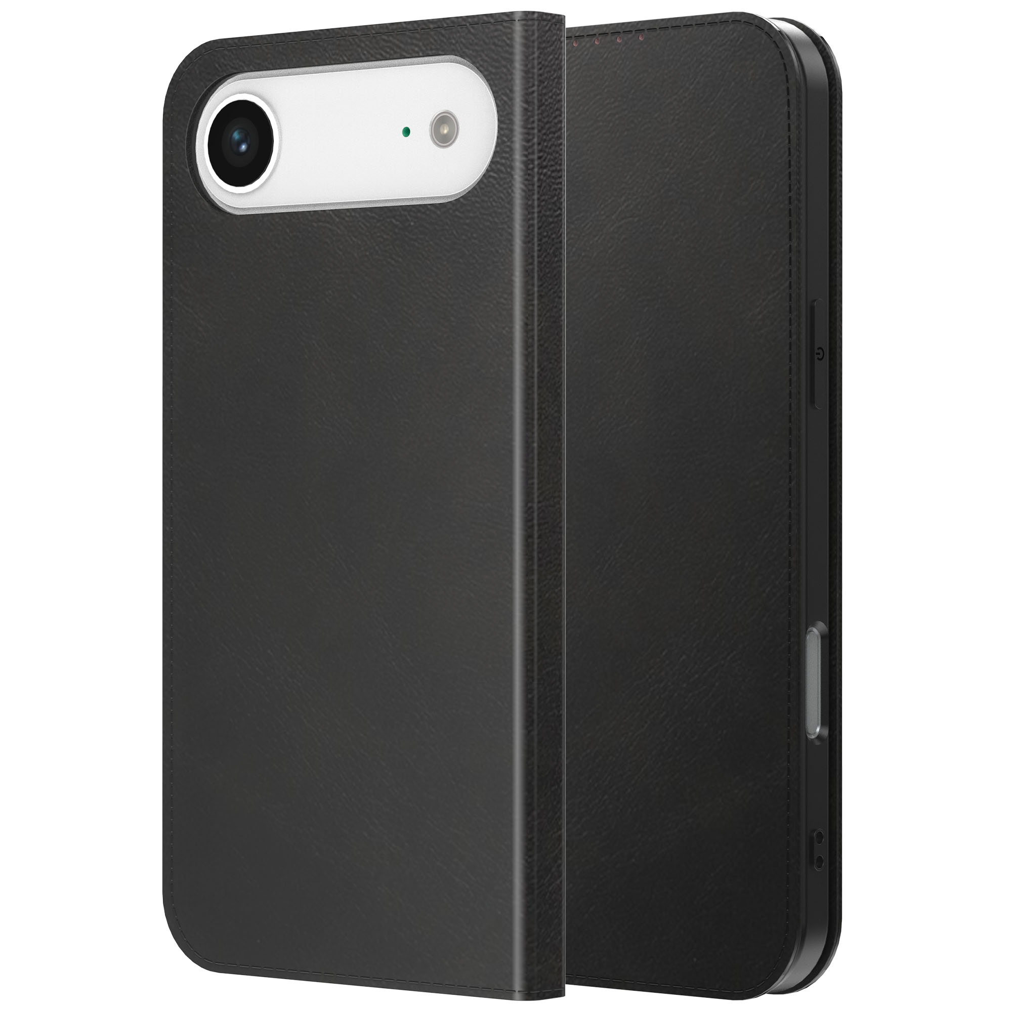 iPhone 17 Air leren telefoonhoesje bookcase met pasjeshouder en magnetische sluiting zwart (1)