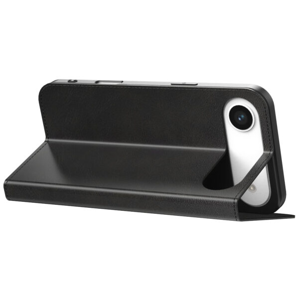 iPhone 17 Air leren telefoonhoesje bookcase met pasjeshouder en magnetische sluiting zwart (3)