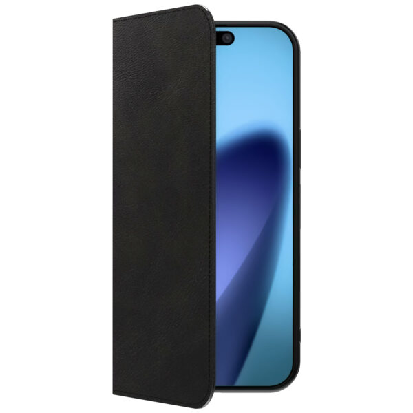 iPhone 17 Air leren telefoonhoesje bookcase met pasjeshouder en magnetische sluiting zwart (5)
