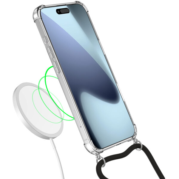 iPhone 17 Pro Max Telefoonhoesje met telefoonkoord en stootrand transparant (2)