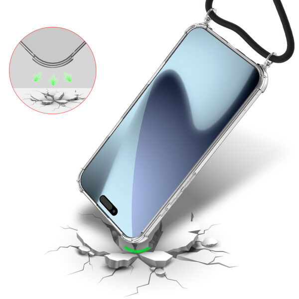 iPhone 17 Pro Max Telefoonhoesje met telefoonkoord en stootrand transparant (3)