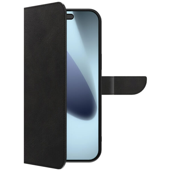 iPhone 17 Pro Max leren telefoonhoesje bookcase met pasjeshouder en magnetische lipje zwart (5)