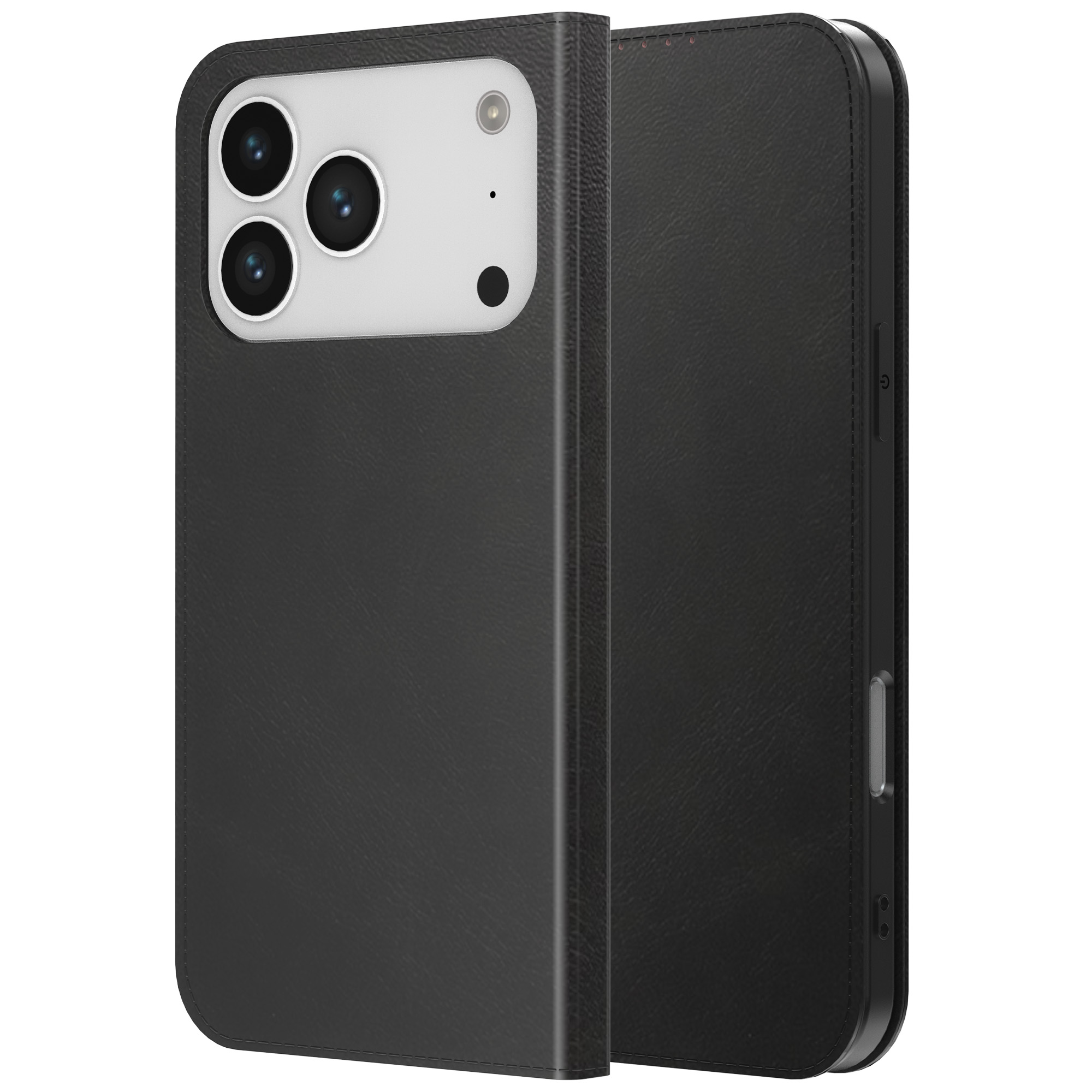 iPhone 17 Pro Max leren telefoonhoesje bookcase met pasjeshouder en magnetische sluiting zwart (1)