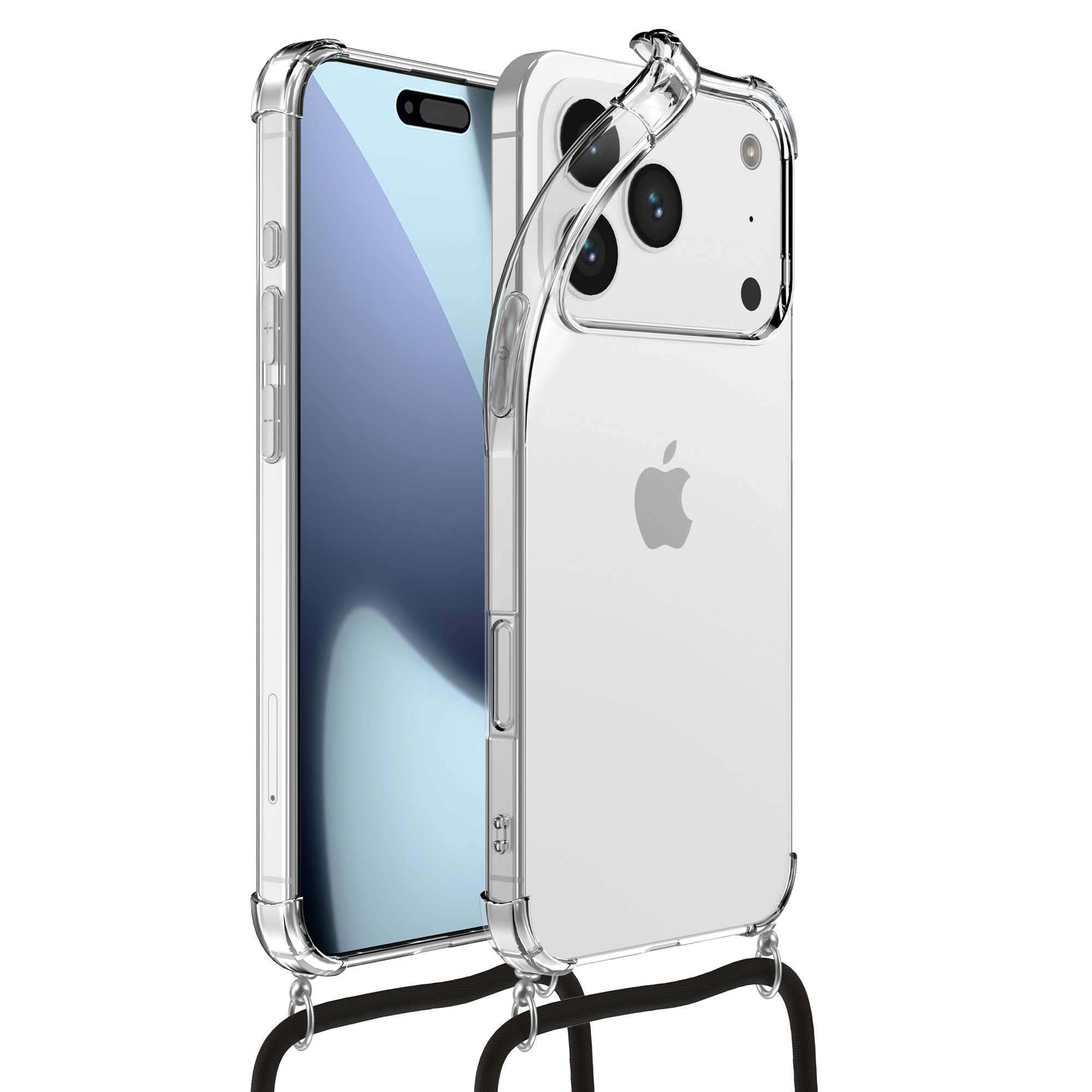 iPhone 17 Pro Telefoonhoesje met telefoonkoord en stootrand transparant