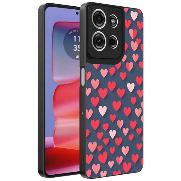 kleine roze en rode hartjes opdruk_Motorola Edge 50 Pro telefoonhoesje (1)
