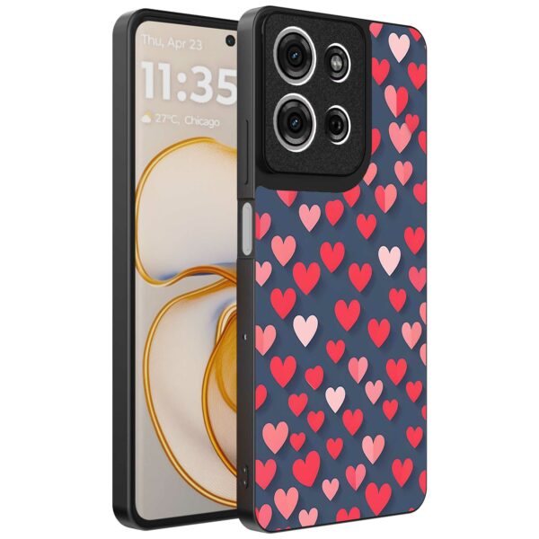 kleine roze en rode hartjes opdruk_Motorola Edge 50 telefoonhoesje (1)