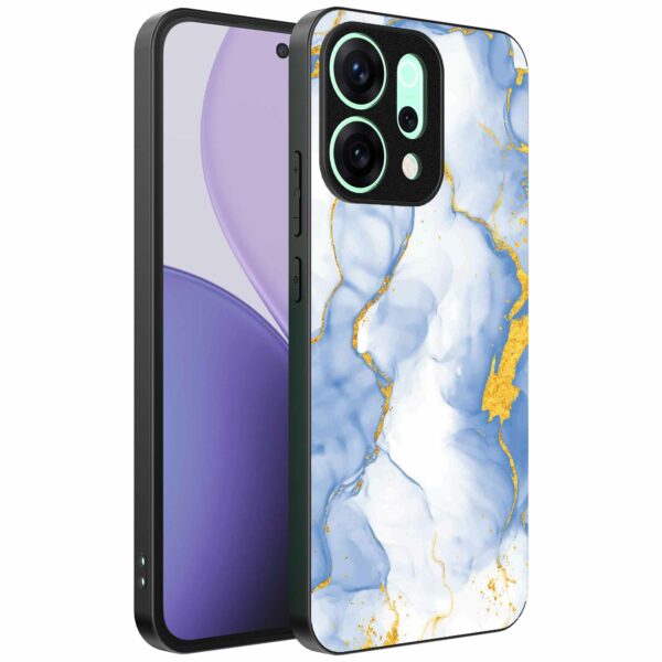 lichtblauw goud marmer opdruk_Oppo Reno 14 Pro telefoonhoesje (1)